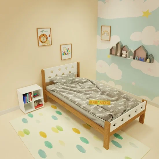 Stars Solid Wood Kids Bed